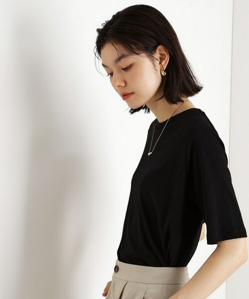 THE SHOP TK / ザ ショップ ティーケー Tシャツ | 5分袖シアーTシャツ【二の腕カバー/洗濯機OK】 | 詳細9