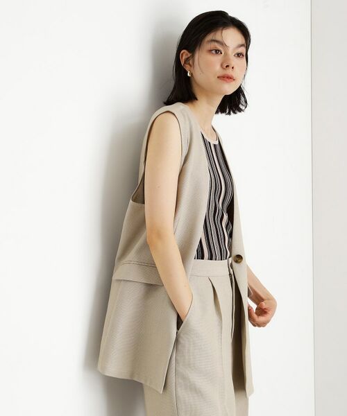 THE SHOP TK / ザ ショップ ティーケー ベスト | 【スッキリ決まる】パナマメッシュジレ/洗える/セットアップ可 | 詳細5