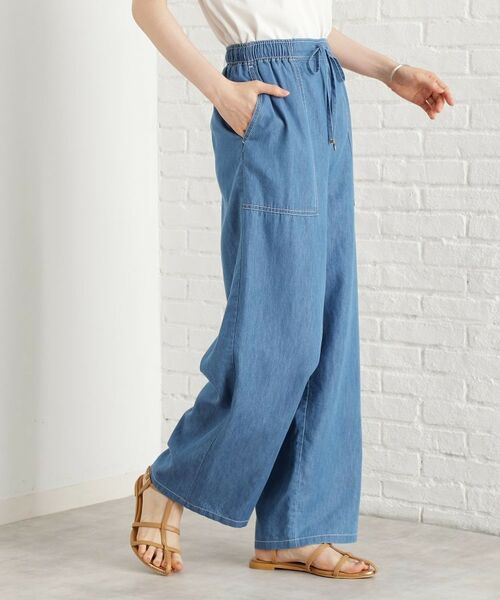THE SHOP TK / ザ ショップ ティーケー パンツ | デニムイージーワイドパンツ【洗える】 | 詳細1