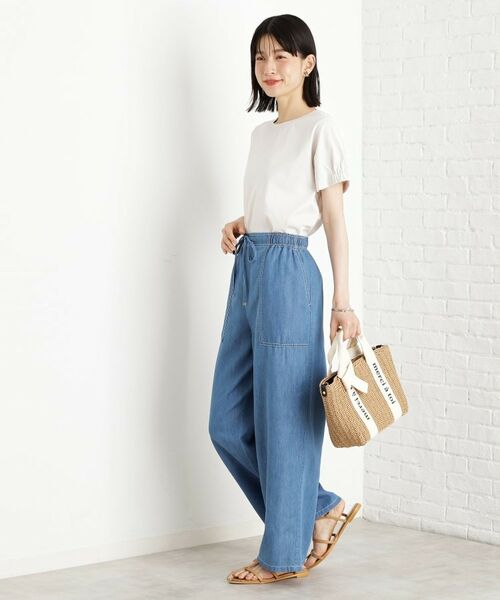 THE SHOP TK / ザ ショップ ティーケー パンツ | デニムイージーワイドパンツ【洗える】 | 詳細3