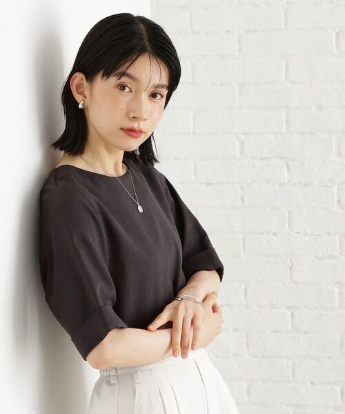 THE SHOP TK / ザ ショップ ティーケー シャツ・ブラウス | 【秋色入荷】麻調メッシュブラウス【二の腕カバー/洗える】 | 詳細1