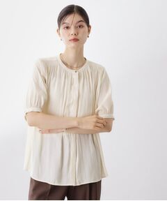 THE SHOP TK / ザ ショップ ティーケー シャツ・ブラウス | 【インしなくも決まる】サテンギャザー5分袖ブラウス