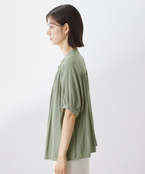 THE SHOP TK / ザ ショップ ティーケー シャツ・ブラウス | 【インしなくも決まる】サテンギャザー5分袖ブラウス | 詳細14