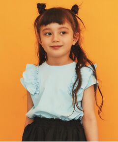 THE SHOP TK / ザ ショップ ティーケー Tシャツ | 【110ー160】コットン肩フリルTシャツ