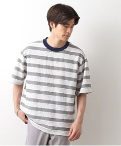 THE SHOP TK / ザ ショップ ティーケー カットソー | 変形ボーダー半袖Tシャツ【洗濯機OK】