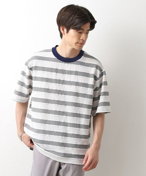 THE SHOP TK/ザ ショップ ティーケー 変形ボーダー半袖Tシャツ【洗濯機OK】 ネイビー(394) 02(M) THE SHOP TK/ザ ショップ ティーケー 変形ボーダー半袖Tシャツ【洗濯機OK】 ネイビー(394) 02(M)