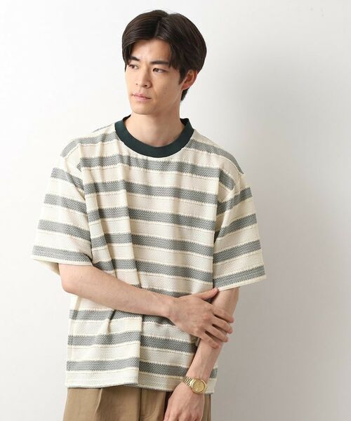 THE SHOP TK/ザ ショップ ティーケー 変形ボーダー半袖Tシャツ【洗濯機OK】 グリーン(324) 03(L) THE SHOP TK/ザ ショップ ティーケー 変形ボーダー半袖Tシャツ【洗濯機OK】 グリーン(324) 03(L)