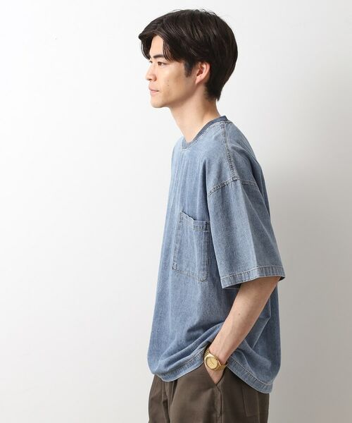 THE SHOP TK / ザ ショップ ティーケー カットソー | ライトデニム半袖Tシャツ【洗濯機OK】 | 詳細1