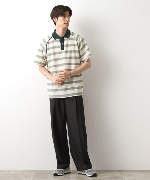 THE SHOP TK / ザ ショップ ティーケー カットソー | 変形ボーダーポロシャツ【洗濯機OK】 | 詳細11