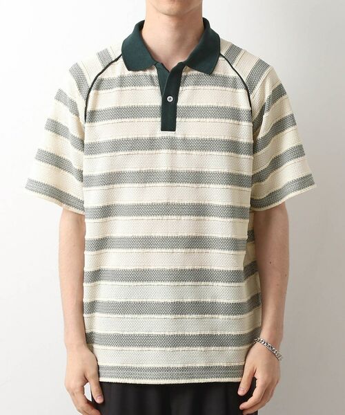 THE SHOP TK / ザ ショップ ティーケー カットソー | 変形ボーダーポロシャツ【洗濯機OK】 | 詳細13
