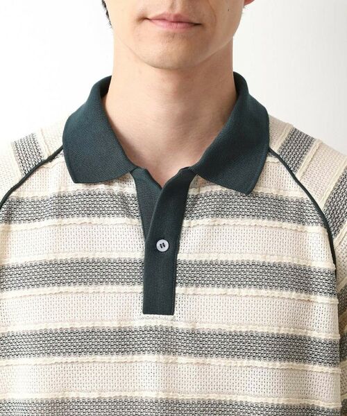 THE SHOP TK / ザ ショップ ティーケー カットソー | 変形ボーダーポロシャツ【洗濯機OK】 | 詳細16