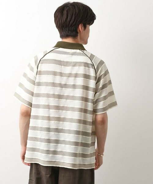 THE SHOP TK / ザ ショップ ティーケー カットソー | 変形ボーダーポロシャツ【洗濯機OK】 | 詳細2