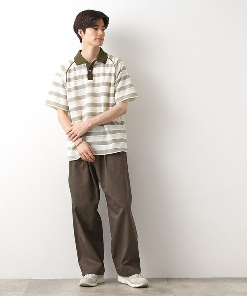 THE SHOP TK / ザ ショップ ティーケー カットソー | 変形ボーダーポロシャツ【洗濯機OK】 | 詳細3