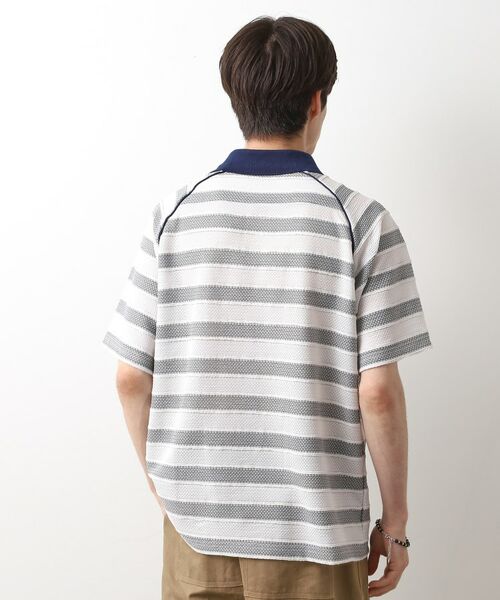 THE SHOP TK / ザ ショップ ティーケー カットソー | 変形ボーダーポロシャツ【洗濯機OK】 | 詳細6