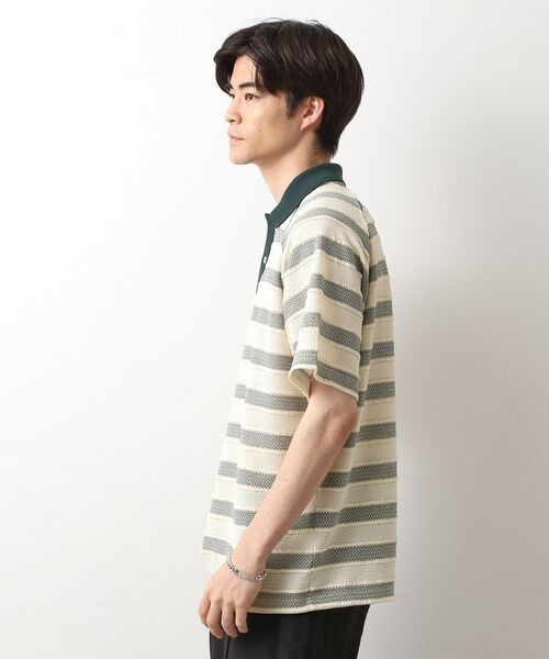 THE SHOP TK / ザ ショップ ティーケー カットソー | 変形ボーダーポロシャツ【洗濯機OK】 | 詳細9