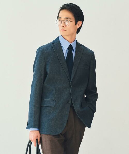 THE SHOP TK / ザ ショップ ティーケー テーラードジャケット | エバーデニムジャケット【色落ちしにくい/洗濯機OK/ストレッチ/セットアップ可】 | 詳細1