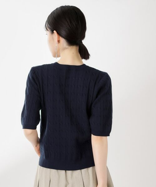 THE SHOP TK / ザ ショップ ティーケー ニット・セーター | ワンポイント刺繍ケーブル半袖ニット【洗濯機OK】 | 詳細10
