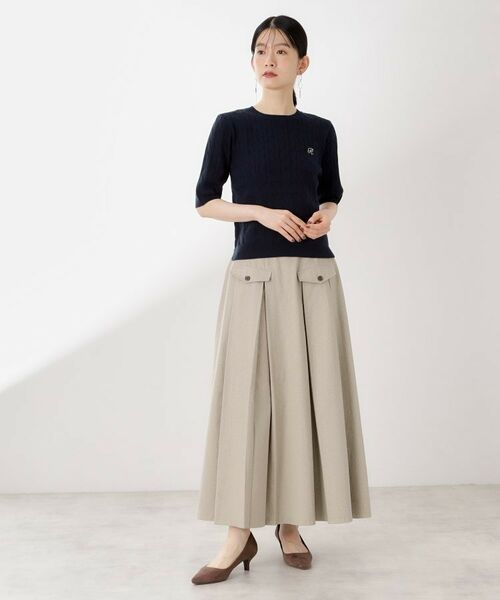 THE SHOP TK / ザ ショップ ティーケー ニット・セーター | ワンポイント刺繍ケーブル半袖ニット【洗濯機OK】 | 詳細11