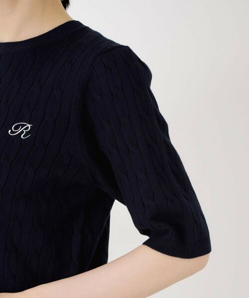 THE SHOP TK / ザ ショップ ティーケー ニット・セーター | ワンポイント刺繍ケーブル半袖ニット【洗濯機OK】 | 詳細17