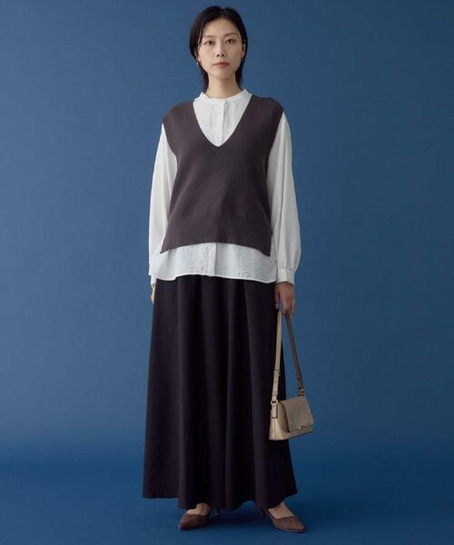 THE SHOP TK / ザ ショップ ティーケー シャツ・ブラウス | 【着るだけでコーディネートが決まる】ニットベスト＆ブラウスセット/洗濯機OK | 詳細1