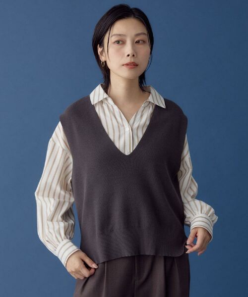 THE SHOP TK / ザ ショップ ティーケー シャツ・ブラウス | 【着るだけでコーディネートが決まる】ニットベスト＆ブラウスセット/洗濯機OK | 詳細10