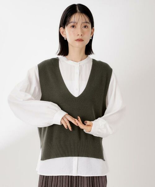 THE SHOP TK / ザ ショップ ティーケー シャツ・ブラウス | 【着るだけでコーディネートが決まる】ニットベスト＆ブラウスセット/洗濯機OK | 詳細11