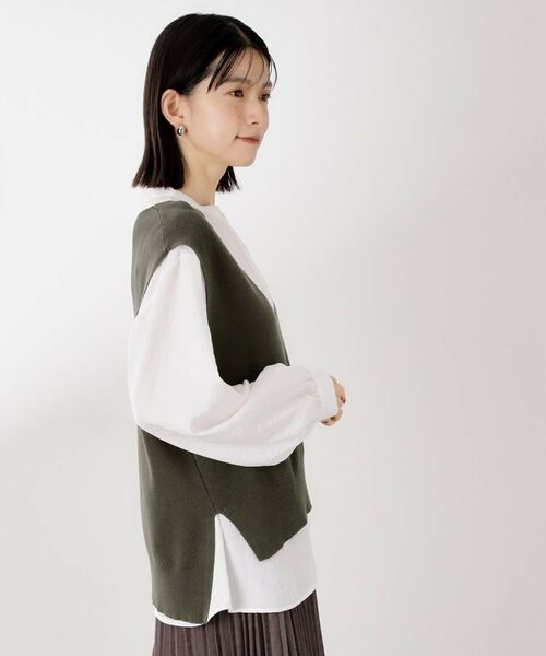THE SHOP TK / ザ ショップ ティーケー シャツ・ブラウス | 【着るだけでコーディネートが決まる】ニットベスト＆ブラウスセット/洗濯機OK | 詳細12