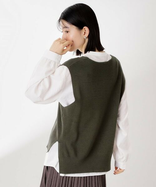 THE SHOP TK / ザ ショップ ティーケー シャツ・ブラウス | 【着るだけでコーディネートが決まる】ニットベスト＆ブラウスセット/洗濯機OK | 詳細13