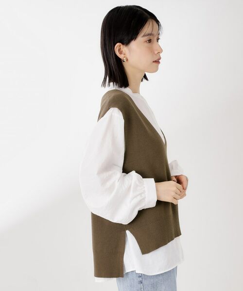 THE SHOP TK / ザ ショップ ティーケー シャツ・ブラウス | 【着るだけでコーディネートが決まる】ニットベスト＆ブラウスセット/洗濯機OK | 詳細16