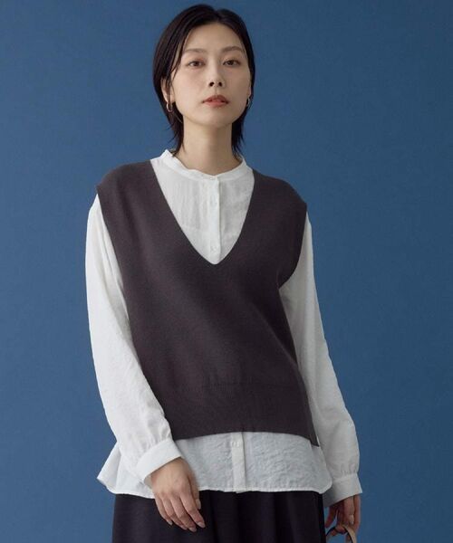 THE SHOP TK / ザ ショップ ティーケー シャツ・ブラウス | 【着るだけでコーディネートが決まる】ニットベスト＆ブラウスセット/洗濯機OK | 詳細2