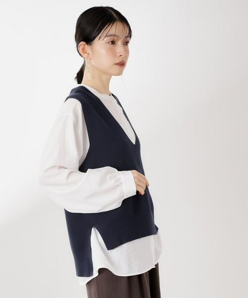 THE SHOP TK / ザ ショップ ティーケー シャツ・ブラウス | 【着るだけでコーディネートが決まる】ニットベスト＆ブラウスセット/洗濯機OK | 詳細20