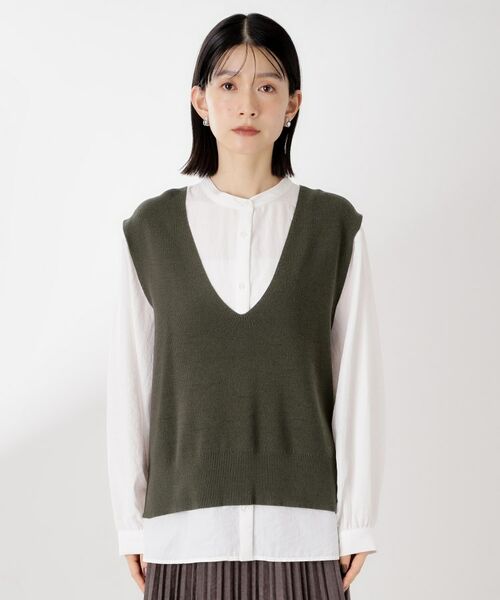 THE SHOP TK / ザ ショップ ティーケー シャツ・ブラウス | 【着るだけでコーディネートが決まる】ニットベスト＆ブラウスセット/洗濯機OK | 詳細24