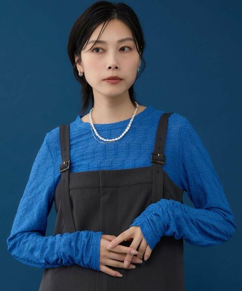 THE SHOP TK / ザ ショップ ティーケー カットソー | ウェーブシアー袖クシュプルオーバー【洗濯機OK】 | 詳細1