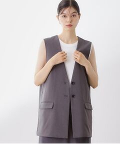 THE SHOP TK / ザ ショップ ティーケー ベスト | ノーカラージレ【セットアップ可/洗濯機OK】