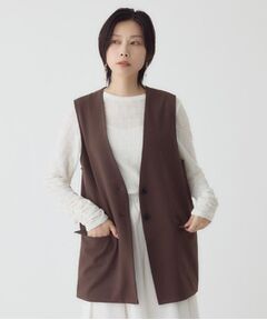 THE SHOP TK / ザ ショップ ティーケー ベスト | ノーカラージレ【セットアップ可/洗濯機OK】