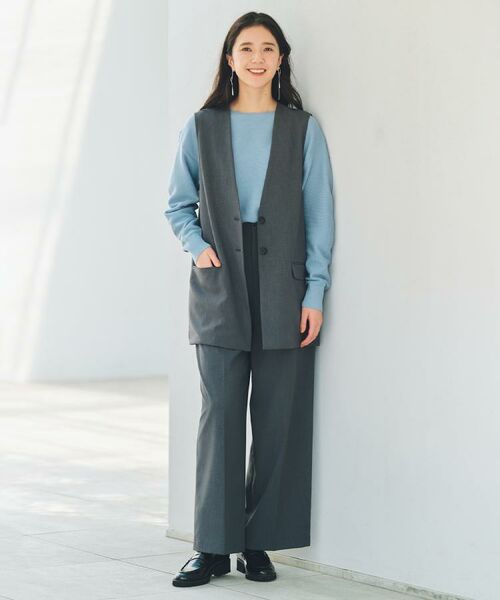 THE SHOP TK / ザ ショップ ティーケー ベスト | ノーカラージレ【セットアップ可/洗濯機OK】 | 詳細1