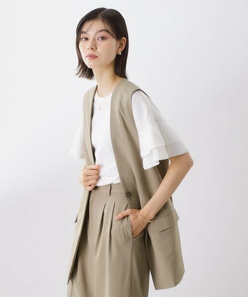 THE SHOP TK / ザ ショップ ティーケー ベスト | ノーカラージレ【セットアップ可/洗濯機OK】 | 詳細11