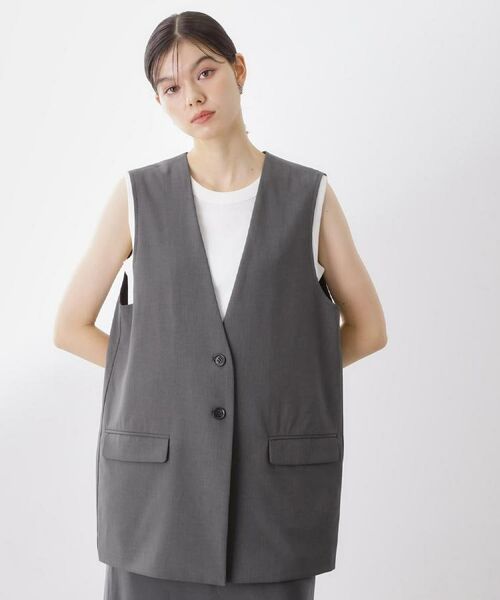 THE SHOP TK / ザ ショップ ティーケー ベスト | ノーカラージレ【セットアップ可/洗濯機OK】 | 詳細15