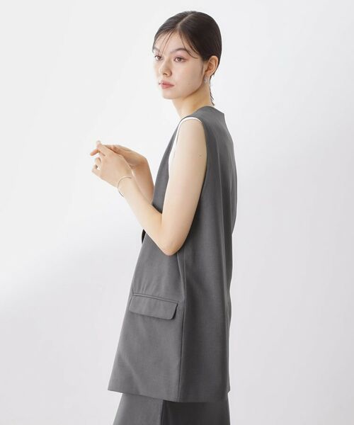 THE SHOP TK / ザ ショップ ティーケー ベスト | ノーカラージレ【セットアップ可/洗濯機OK】 | 詳細16