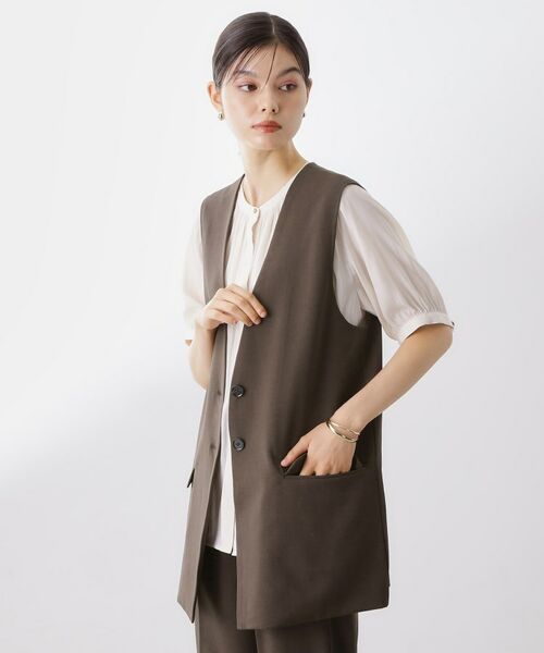 THE SHOP TK / ザ ショップ ティーケー ベスト | ノーカラージレ【セットアップ可/洗濯機OK】 | 詳細24