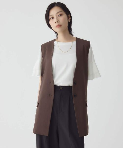 THE SHOP TK / ザ ショップ ティーケー ベスト | ノーカラージレ【セットアップ可/洗濯機OK】 | 詳細5