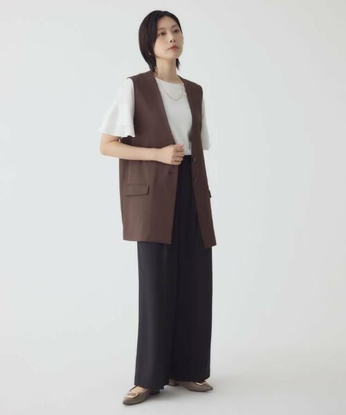 THE SHOP TK / ザ ショップ ティーケー ベスト | ノーカラージレ【セットアップ可/洗濯機OK】 | 詳細6