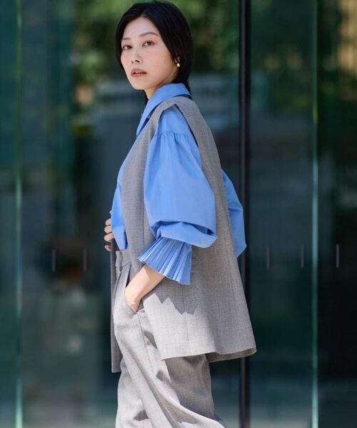 THE SHOP TK / ザ ショップ ティーケー ベスト | ノーカラージレ【セットアップ可/洗濯機OK】/CAVIANシリーズ | 詳細1