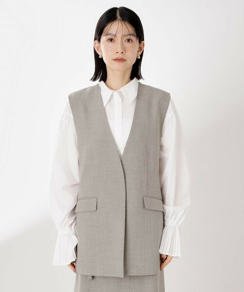 THE SHOP TK / ザ ショップ ティーケー ベスト | ノーカラージレ【セットアップ可/洗濯機OK】/CAVIANシリーズ | 詳細12