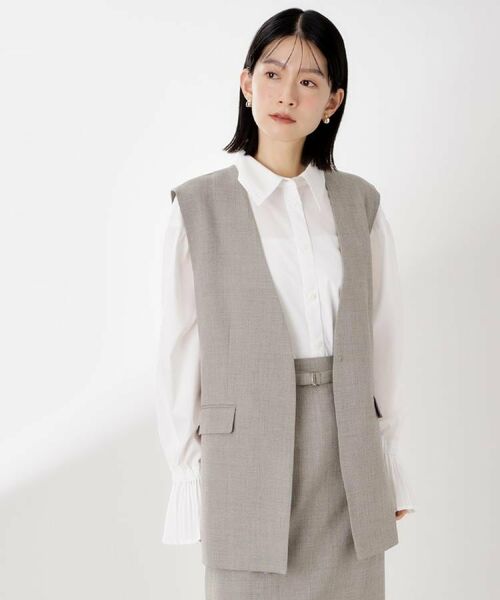 THE SHOP TK / ザ ショップ ティーケー ベスト | ノーカラージレ【セットアップ可/洗濯機OK】/CAVIANシリーズ | 詳細3