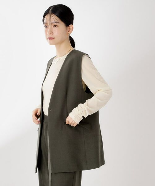 THE SHOP TK / ザ ショップ ティーケー ベスト | ノーカラージレ【セットアップ可/洗濯機OK】/CAVIANシリーズ | 詳細8