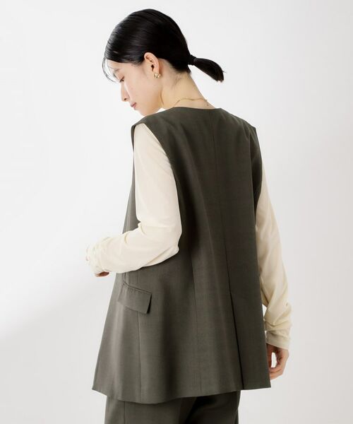 THE SHOP TK / ザ ショップ ティーケー ベスト | ノーカラージレ【セットアップ可/洗濯機OK】/CAVIANシリーズ | 詳細9