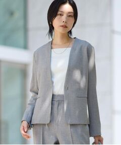 THE SHOP TK / ザ ショップ ティーケー ノーカラージャケット | ビジネスノーカラージャケット【セットアップ可/洗える】/CAVIANシリーズ