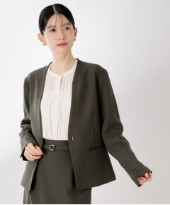 THE SHOP TK / ザ ショップ ティーケー ノーカラージャケット | ビジネスノーカラージャケット【セットアップ可/洗える】/CAVIANシリーズ