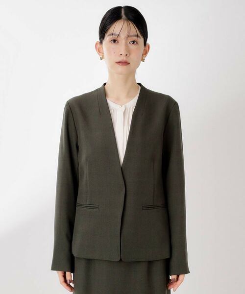 THE SHOP TK / ザ ショップ ティーケー ノーカラージャケット | ビジネスノーカラージャケット【セットアップ可/洗える】/CAVIANシリーズ | 詳細13